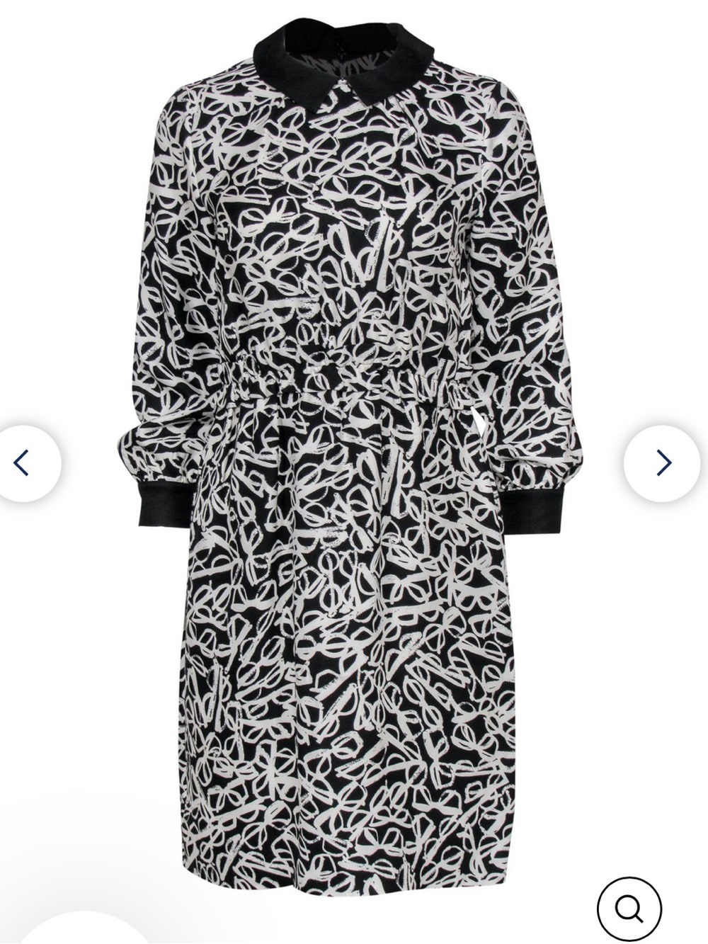 kate spade Willow Black and White Graphic Glasses Print Dress Sz 8